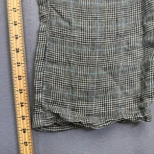 Reformation 100% Linen Wide Leg Plaid Pants‎ Black White Blue Size 2 High Rise thumbnail 6