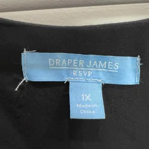 Draper James RSVP Plus 1X Smocked Waist Dress Surplice V-Neck Black‎ Long Sleeve thumbnail 8