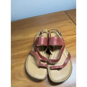 BORN Thong Strap Sandals Leather Slingback Strap Red Adjustable Flat‎ 7M Size 7 thumbnail 2