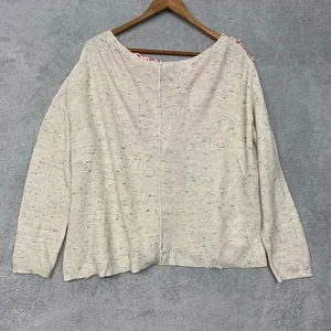 Eileen Fisher Sweater‎ Womens Medium Cream Wool Blend Knit Lagenlook Oversized thumbnail 6