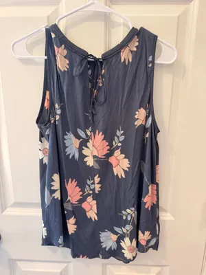 Ann Taylor LOFT Blue and Pink Floral Tank Top Blouse Size Medium thumbnail 3