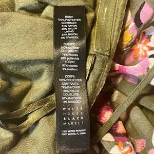 White House Black Market Olive Green Floral‎ Handkerchief Hem Midi Dress Size 8 thumbnail 7