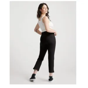 Quince Womens Ultra-Stretch Ponte Kick Flare Pants Pull On Black XS thumbnail 2