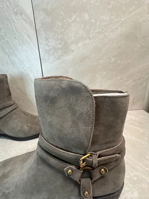 Discontinued UGG Kelby grey suede harness moto boots Size 8 thumbnail 5