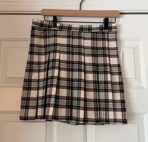 Originality Tan Black Plaid Pleated Skirt thumbnail 1