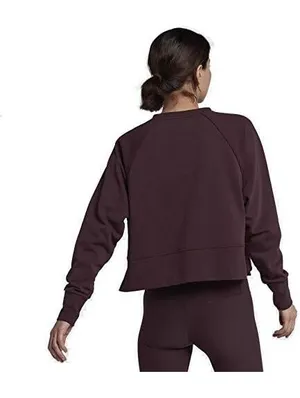 Nike Versa Cropped Crewneck Sweatshirt - Burgundy - Size Small - Embossed Logo thumbnail 2