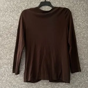 Coldwater Creek Brown Silk Blend Gathered Cardigan Sweater - Size Large (14-16) thumbnail 6