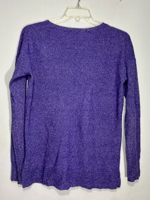 AQUA Cashmere 100% Cashmere Rolled Edge purple Sweater size M thumbnail 9
