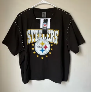 Gameday Couture Pittsburgh Steelers Studded T-Shirt Women’s 2XL Black NWT NFL new with tags thumbnail 1