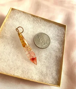 Orgonite pendant w/ citrine amber dried flowers thumbnail 3
