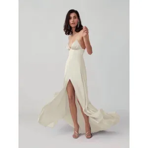 Fame & Partners Stappy Tri Cup Gown Champagne Size 6 Bridal Wedding Guest Prom thumbnail 3