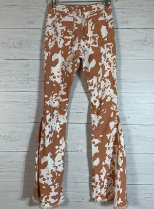 Sunland17 high rise cowhide flare with frayed hem jeans size Small thumbnail 5