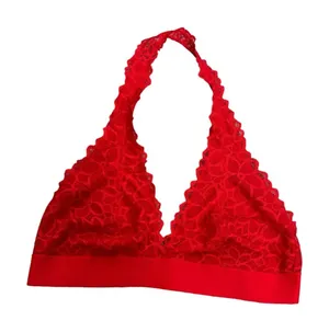 Victoria's Secret PINK Unlined Floral Lace Halter Bralette Large‎ (A-C) CP thumbnail 1