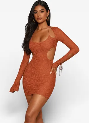 Oh Polly Nevada Cut-Out Mini Dress Size 2 Y2K Clubwear thumbnail 1