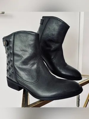 Naughty Monkey Black leather Rustic Cowboy Ankle boots women's 10 thumbnail 3