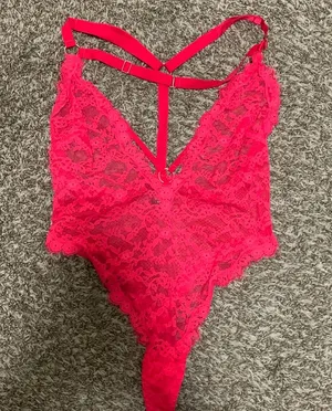 Victorias Secret Sexy Red lace Teddy thong mesh on butt size woman small thumbnail 1