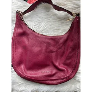 Michael Kors Leather Hobo Bag in Burgundy thumbnail 1