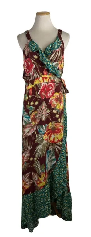 NWT Miami‎ Floral Wrap Maxi Dress Summer Resort thumbnail 1