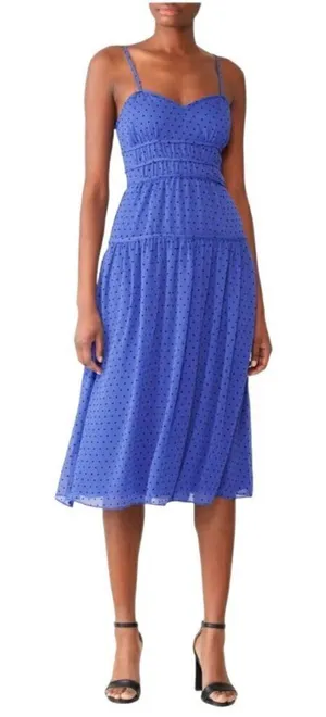 La Maison Talulah Dress Womens Small‎ Blue And Black Polka Dot Sorrento Midi thumbnail 1