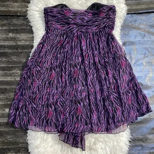 Y2k Express Purple Pink Black Zebra Strapless Mini Dress Animal Print Grunge Emo thumbnail 8
