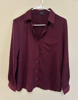 NWOT LIRA Maroon Button up Blouse Red thumbnail 1