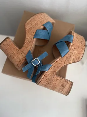 Steve Madden Brava Blue Suede Platform Heels thumbnail 6