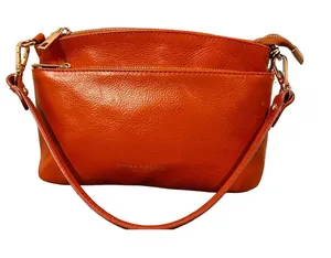 Divina Firenze Italy Lilia Orange Genuine Leather Crossbody Shoulder Purse New thumbnail 1