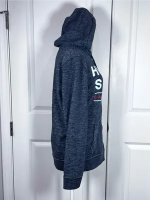 Hollister Y2K Zip Hoodie Gray Embroidered Logo California Fleece 2000s Street S thumbnail 5