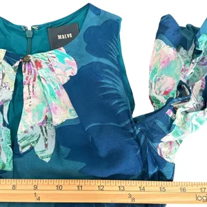 Anthropologie Maeve Cold Shoulder Tropical Floral Dress Size 2 Ruffle Sleeves thumbnail 9
