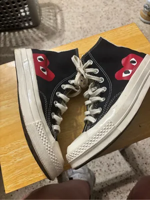 Comme des Garçons PLAY x Converse Chuck 70 high-top sneakers in black. thumbnail 4