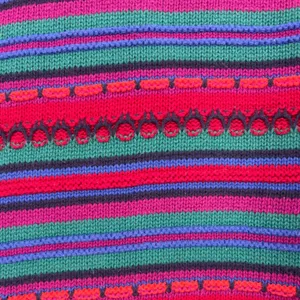 VTG 90s L.L. Bean‎ 3D Knit Sweater Medium Multicolor Stripe USA Cottage Grandma thumbnail 4