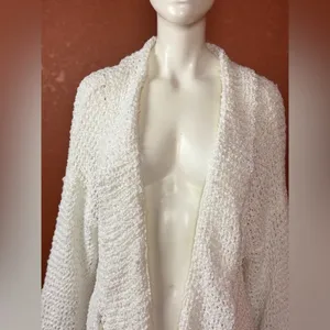 POL - Ivory/Oatmeal Loose Weave Cozy Cardigan Size Medium. G#34 thumbnail 7