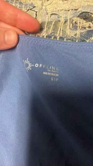 OFFLINE by Aerie real me cropped top blue square neck short sleeve small thumbnail 2