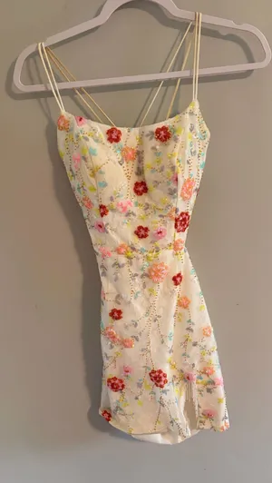 Amarra white floral homecoming dress thumbnail 1