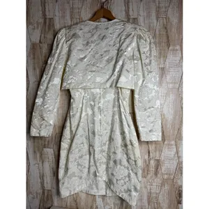 By Choice California Vintage 90s White‎ Floral Brocade Mini Dress Bolero Set 11 thumbnail 4
