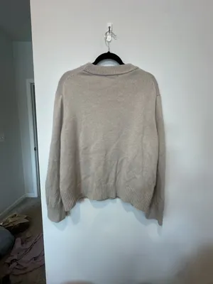 Quince 100% Mongolian Cashmere Crewneck Pullover Sweater Beige Size L thumbnail 3