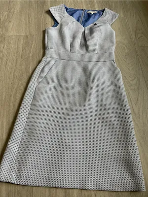 Banana Republic White and Blue Textured Midi Dress thumbnail 1