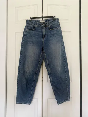 Free People Barrel Leg Baggy Oversized Jeans Medium Blue Wash Size 28 thumbnail 2
