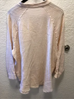 Cream color Crinkle Button-Front Women's Top xl/1x thumbnail 4