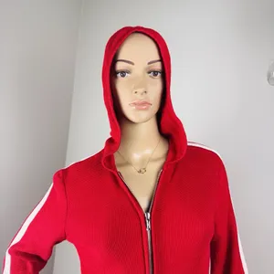 Ralph Lauren Active Red/White Hooded Zip Up Sweater Jacket Women's Size Medium‎ thumbnail 2