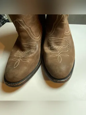 miz mooz carlitos Brown Leather Western Ankle Boots Embroidered Toe worn look 6 thumbnail 7