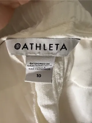 Athleta Cabo Linen 4" Shorts Women's 10 White‎ Elastic Drawstring Waist Pockets thumbnail 3