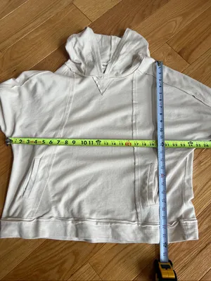 new in Relaxed Hooded Pullover Sweatshirt in Light Cream with pockets thumbnail 5
