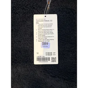 Lululemon Textured Fleece 1/2 Zip Hoodie Women 12 Black LW3FLRS NWT Plush Cozy thumbnail 10