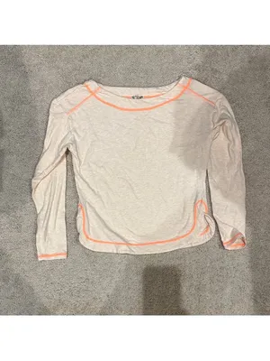 Free People Cream and Orange Pajama Set size XS thumbnail 2