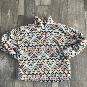 Eddie Bauer Size Large Colorful Plush Quarter-Zip Pullover Sweatshirt thumbnail 2