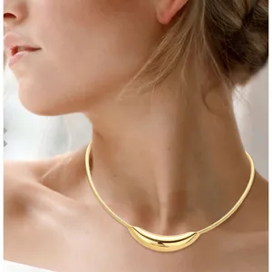 NWT Blanche & Co. choker. Sliding puffed sliver moon. 16” long Gold thumbnail 1