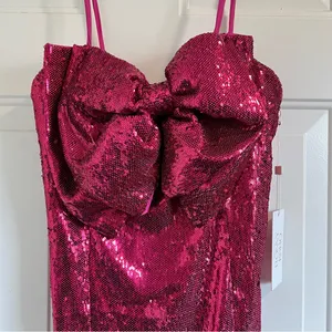 Torn by RONNY KOBO Lindsay Sequin Bow Mini Dress, Color Tulip Pink, Size M, NWT thumbnail 11