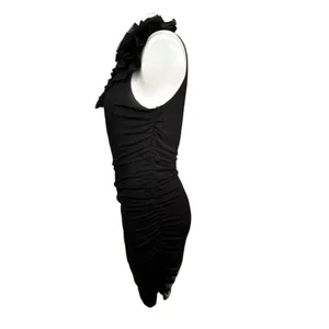 WYATT One Shoulder Rosette Bodycon Mini Dress Size M Black‎ Ruched Toga thumbnail 4