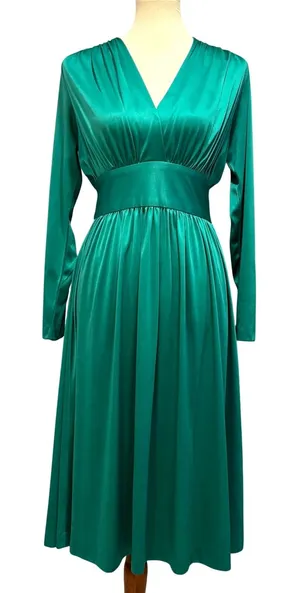 VTG Cocktail Dress 80s 90s Romantic Studio 54 Maximalist Party Glam Metallic S thumbnail 1